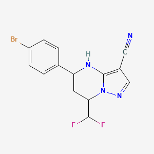 molecular formula C14H11BrF2N4 B14928707 5-(4-Bromophenyl)-7-(difluoromethyl)-4,5,6,7-tetrahydropyrazolo[1,5-a]pyrimidine-3-carbonitrile 