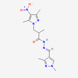 3-(3,5-dimethyl-4-nitro-1H-pyrazol-1-yl)-N'-[(E)-(1,3-dimethyl-1H-pyrazol-4-yl)methylidene]-2-methylpropanehydrazide