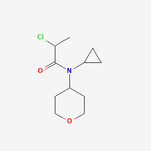 molecular formula C11H18ClNO2 B1492875 2-氯-N-环丙基-N-(四氢-2H-吡喃-4-基)丙酰胺 CAS No. 2092706-84-6