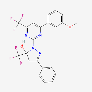 1-[4-(3-methoxyphenyl)-6-(trifluoromethyl)pyrimidin-2-yl]-3-phenyl-5-(trifluoromethyl)-4,5-dihydro-1H-pyrazol-5-ol