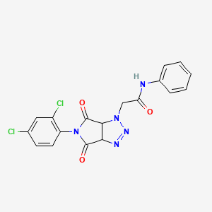 molecular formula C18H13Cl2N5O3 B14928761 2-[5-(2,4-dichlorophenyl)-4,6-dioxo-4,5,6,6a-tetrahydropyrrolo[3,4-d][1,2,3]triazol-1(3aH)-yl]-N-phenylacetamide 