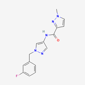 molecular formula C15H14FN5O B14928805 N-[1-(3-fluorobenzyl)-1H-pyrazol-4-yl]-1-methyl-1H-pyrazole-3-carboxamide 