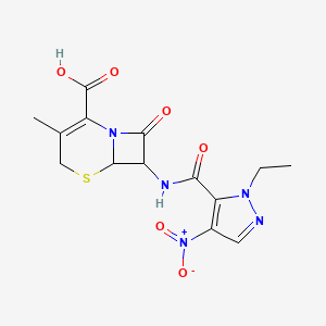 7-{[(1-ethyl-4-nitro-1H-pyrazol-5-yl)carbonyl]amino}-3-methyl-8-oxo-5-thia-1-azabicyclo[4.2.0]oct-2-ene-2-carboxylic acid