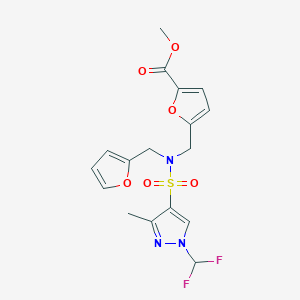 molecular formula C17H17F2N3O6S B14928870 methyl 5-{[{[1-(difluoromethyl)-3-methyl-1H-pyrazol-4-yl]sulfonyl}(furan-2-ylmethyl)amino]methyl}furan-2-carboxylate 