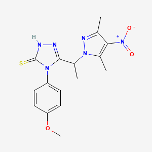 3-(1-{4-nitro-3,5-dimethyl-1H-pyrazol-1-yl}ethyl)-4-(4-methoxyphenyl)-5-sulfanyl-4H-1,2,4-triazole