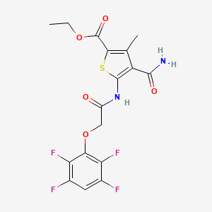 Ethyl 4-carbamoyl-3-methyl-5-{[(2,3,5,6-tetrafluorophenoxy)acetyl]amino}thiophene-2-carboxylate