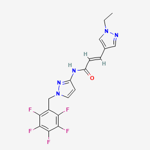 molecular formula C18H14F5N5O B14928918 (E)-3-(1-ethylpyrazol-4-yl)-N-[1-[(2,3,4,5,6-pentafluorophenyl)methyl]pyrazol-3-yl]prop-2-enamide 