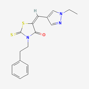 molecular formula C17H17N3OS2 B14928920 Thiazolidin-4-one, 5-(1-ethyl-1H-pyrazol-4-ylmethylene)-3-phenethyl-2-thioxo- 