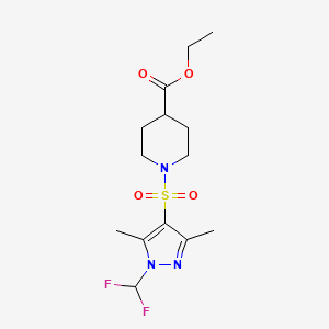 ethyl 1-{[1-(difluoromethyl)-3,5-dimethyl-1H-pyrazol-4-yl]sulfonyl}piperidine-4-carboxylate