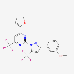 4-(furan-2-yl)-2-[3-(3-methoxyphenyl)-5-(trifluoromethyl)-1H-pyrazol-1-yl]-6-(trifluoromethyl)pyrimidine