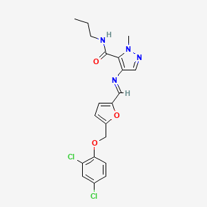 4-{[(E)-{5-[(2,4-dichlorophenoxy)methyl]furan-2-yl}methylidene]amino}-1-methyl-N-propyl-1H-pyrazole-5-carboxamide