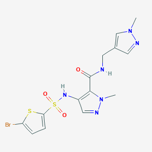 molecular formula C14H15BrN6O3S2 B14928962 4-{[(5-bromothiophen-2-yl)sulfonyl]amino}-1-methyl-N-[(1-methyl-1H-pyrazol-4-yl)methyl]-1H-pyrazole-5-carboxamide 