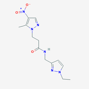 molecular formula C13H18N6O3 B14928978 N-[(1-ethyl-1H-pyrazol-3-yl)methyl]-3-(5-methyl-4-nitro-1H-pyrazol-1-yl)propanamide 