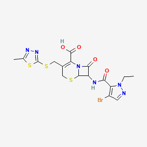 7-{[(4-bromo-1-ethyl-1H-pyrazol-5-yl)carbonyl]amino}-3-{[(5-methyl-1,3,4-thiadiazol-2-yl)sulfanyl]methyl}-8-oxo-5-thia-1-azabicyclo[4.2.0]oct-2-ene-2-carboxylic acid