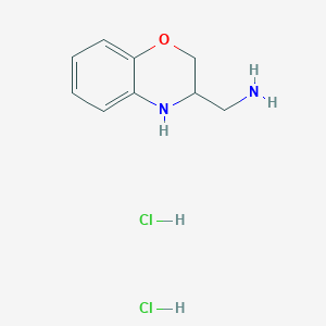 molecular formula C9H14Cl2N2O B1492900 3-(Aminomethyl)-3,4-dihydro-2H-benzo[b][1,4]oxazine Dihydrochloride CAS No. 1187930-12-6