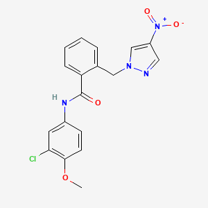 N-(3-chloro-4-methoxyphenyl)-2-[(4-nitro-1H-pyrazol-1-yl)methyl]benzamide