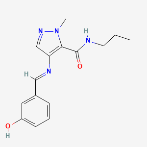 molecular formula C15H18N4O2 B14929131 4-{[(E)-(3-hydroxyphenyl)methylidene]amino}-1-methyl-N-propyl-1H-pyrazole-5-carboxamide 