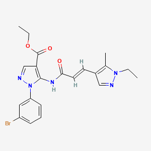 ethyl 1-(3-bromophenyl)-5-{[(2E)-3-(1-ethyl-5-methyl-1H-pyrazol-4-yl)prop-2-enoyl]amino}-1H-pyrazole-4-carboxylate