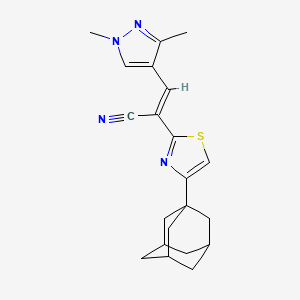 (E)-1-[4-(1-Adamantyl)-1,3-thiazol-2-YL]-2-(1,3-dimethyl-1H-pyrazol-4-YL)-1-ethenyl cyanide