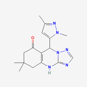 molecular formula C16H20N6O B14929221 9-(1,3-dimethyl-1H-pyrazol-5-yl)-6,6-dimethyl-5,6,7,9-tetrahydro[1,2,4]triazolo[5,1-b]quinazolin-8(4H)-one 