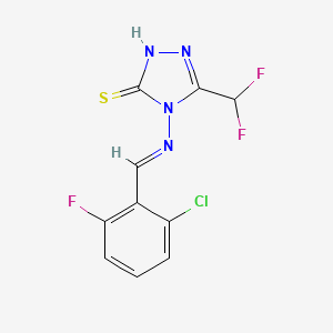 4-{[(E)-(2-chloro-6-fluorophenyl)methylidene]amino}-5-(difluoromethyl)-4H-1,2,4-triazole-3-thiol