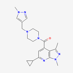 molecular formula C21H27N7O B14929279 (6-cyclopropyl-1,3-dimethyl-1H-pyrazolo[3,4-b]pyridin-4-yl){4-[(1-methyl-1H-pyrazol-4-yl)methyl]piperazin-1-yl}methanone 