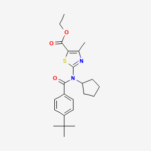 Ethyl 2-{[(4-tert-butylphenyl)carbonyl](cyclopentyl)amino}-4-methyl-1,3-thiazole-5-carboxylate