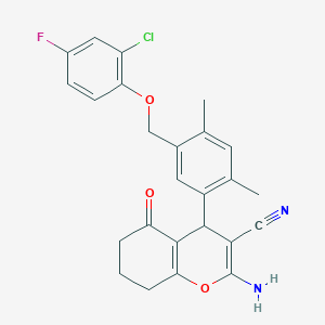 2-amino-4-{5-[(2-chloro-4-fluorophenoxy)methyl]-2,4-dimethylphenyl}-5-oxo-5,6,7,8-tetrahydro-4H-chromene-3-carbonitrile