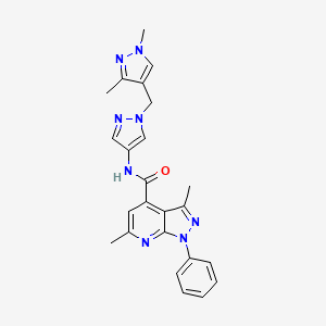 molecular formula C24H24N8O B14929360 N-{1-[(1,3-dimethyl-1H-pyrazol-4-yl)methyl]-1H-pyrazol-4-yl}-3,6-dimethyl-1-phenyl-1H-pyrazolo[3,4-b]pyridine-4-carboxamide 