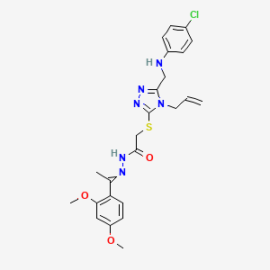 molecular formula C24H27ClN6O3S B14929381 2-{[5-{[(4-chlorophenyl)amino]methyl}-4-(prop-2-en-1-yl)-4H-1,2,4-triazol-3-yl]sulfanyl}-N'-[1-(2,4-dimethoxyphenyl)ethylidene]acetohydrazide 