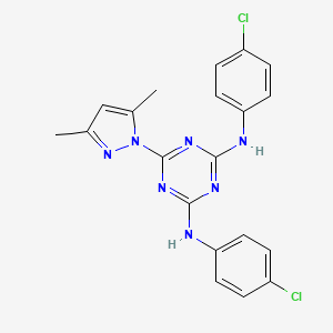 molecular formula C20H17Cl2N7 B14929419 N,N'-bis(4-chlorophenyl)-6-(3,5-dimethyl-1H-pyrazol-1-yl)-1,3,5-triazine-2,4-diamine 