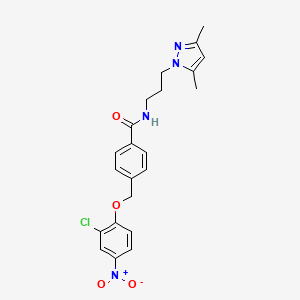 molecular formula C22H23ClN4O4 B14929426 4-[(2-chloro-4-nitrophenoxy)methyl]-N-[3-(3,5-dimethyl-1H-pyrazol-1-yl)propyl]benzamide 