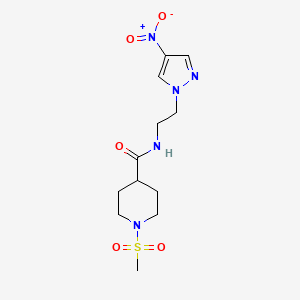 molecular formula C12H19N5O5S B14929441 1-(methylsulfonyl)-N-[2-(4-nitro-1H-pyrazol-1-yl)ethyl]piperidine-4-carboxamide 