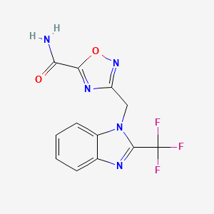 molecular formula C12H8F3N5O2 B14929461 3-{[2-(trifluoromethyl)-1H-benzimidazol-1-yl]methyl}-1,2,4-oxadiazole-5-carboxamide 