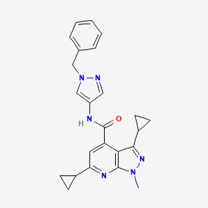 molecular formula C24H24N6O B14929507 N-(1-benzyl-1H-pyrazol-4-yl)-3,6-dicyclopropyl-1-methyl-1H-pyrazolo[3,4-b]pyridine-4-carboxamide 