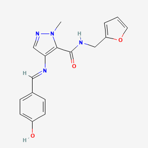 N-(furan-2-ylmethyl)-4-{[(E)-(4-hydroxyphenyl)methylidene]amino}-1-methyl-1H-pyrazole-5-carboxamide