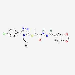 N'-[(E)-1,3-benzodioxol-5-ylmethylidene]-2-{[5-(4-chlorophenyl)-4-(prop-2-en-1-yl)-4H-1,2,4-triazol-3-yl]sulfanyl}propanehydrazide