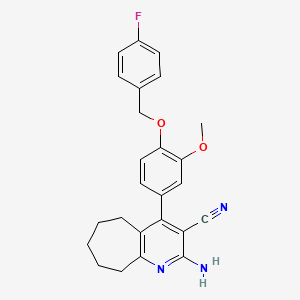 molecular formula C25H24FN3O2 B14929569 2-amino-4-{4-[(4-fluorobenzyl)oxy]-3-methoxyphenyl}-6,7,8,9-tetrahydro-5H-cyclohepta[b]pyridine-3-carbonitrile 