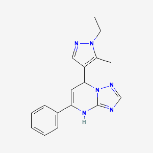 molecular formula C17H18N6 B14929580 7-(1-ethyl-5-methyl-1H-pyrazol-4-yl)-5-phenyl-4,7-dihydro[1,2,4]triazolo[1,5-a]pyrimidine 