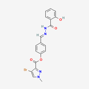 molecular formula C19H15BrN4O4 B14929584 4-[(E)-{2-[(2-hydroxyphenyl)carbonyl]hydrazinylidene}methyl]phenyl 4-bromo-1-methyl-1H-pyrazole-3-carboxylate 