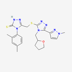 4-(2,4-dimethylphenyl)-5-({[5-(1-methyl-1H-pyrazol-3-yl)-4-(tetrahydrofuran-2-ylmethyl)-4H-1,2,4-triazol-3-yl]sulfanyl}methyl)-4H-1,2,4-triazole-3-thiol