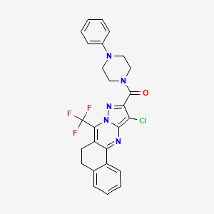 molecular formula C26H21ClF3N5O B14929622 [11-Chloro-7-(trifluoromethyl)-5,6-dihydrobenzo[H]pyrazolo[5,1-B]quinazolin-10-YL](4-phenylpiperazino)methanone 