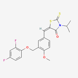 (5E)-5-{3-[(2,4-difluorophenoxy)methyl]-4-methoxybenzylidene}-3-(propan-2-yl)-2-thioxo-1,3-thiazolidin-4-one