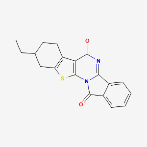 molecular formula C19H16N2O2S B14929651 6-ethyl-3-thia-1,12-diazapentacyclo[11.7.0.02,10.04,9.014,19]icosa-2(10),4(9),12,14,16,18-hexaene-11,20-dione 