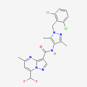 molecular formula C21H18Cl2F2N6O B14929664 N-[1-(2,6-dichlorobenzyl)-3,5-dimethyl-1H-pyrazol-4-yl]-7-(difluoromethyl)-5-methylpyrazolo[1,5-a]pyrimidine-3-carboxamide 