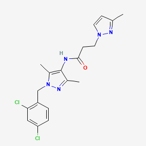 molecular formula C19H21Cl2N5O B14929678 N-[1-(2,4-dichlorobenzyl)-3,5-dimethyl-1H-pyrazol-4-yl]-3-(3-methyl-1H-pyrazol-1-yl)propanamide 