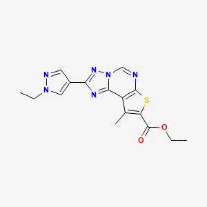 molecular formula C16H16N6O2S B14929684 ethyl 2-(1-ethyl-1H-pyrazol-4-yl)-9-methylthieno[3,2-e][1,2,4]triazolo[1,5-c]pyrimidine-8-carboxylate 