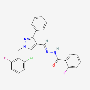 molecular formula C24H17ClFIN4O B14929686 N'-{(E)-[1-(2-chloro-6-fluorobenzyl)-3-phenyl-1H-pyrazol-4-yl]methylidene}-2-iodobenzohydrazide 