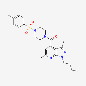 molecular formula C24H31N5O3S B14929690 (1-butyl-3,6-dimethyl-1H-pyrazolo[3,4-b]pyridin-4-yl){4-[(4-methylphenyl)sulfonyl]piperazin-1-yl}methanone 