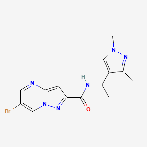 molecular formula C14H15BrN6O B14929745 6-bromo-N-[1-(1,3-dimethyl-1H-pyrazol-4-yl)ethyl]pyrazolo[1,5-a]pyrimidine-2-carboxamide 